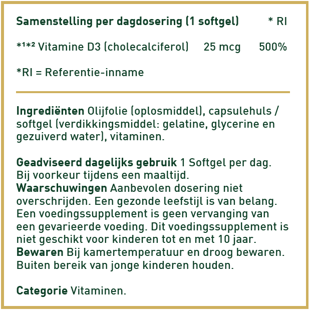 Vitamin D3 25mcg